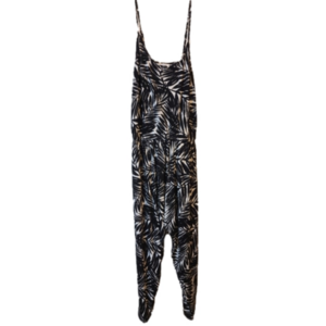 JustFab black and white jumpsuit with slits up side legs. Size M